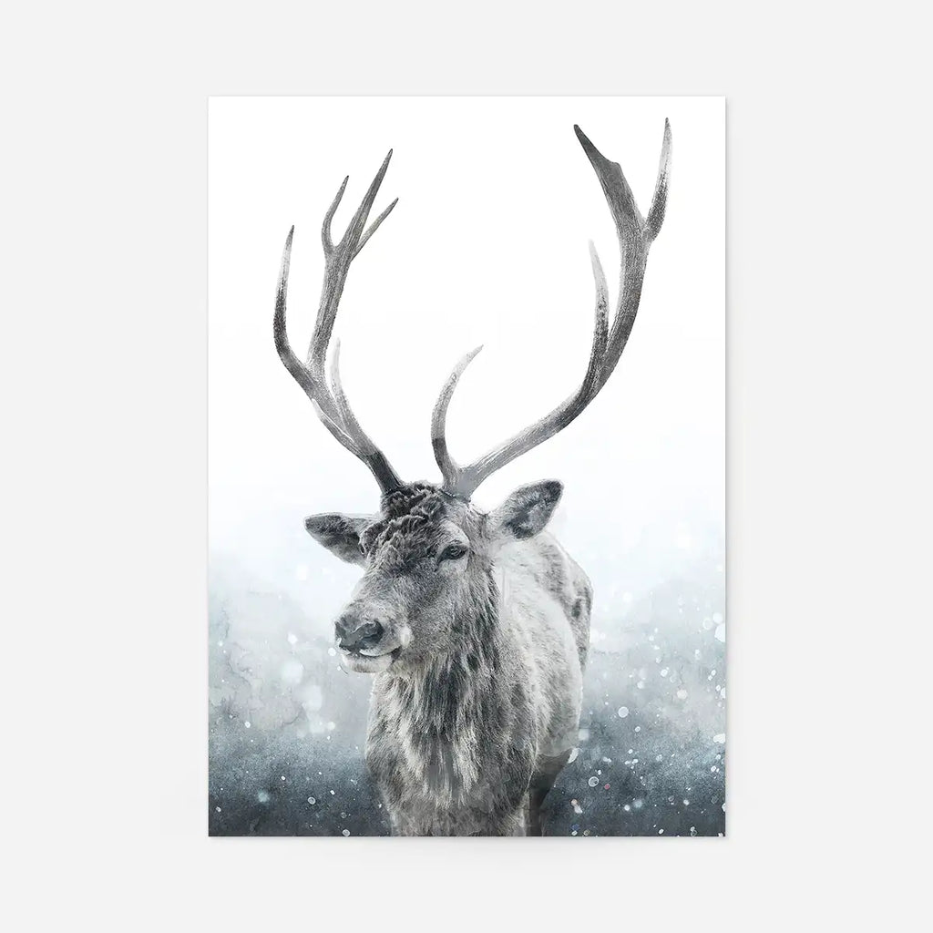 Reindeer Snow Portrait Christmas Print
