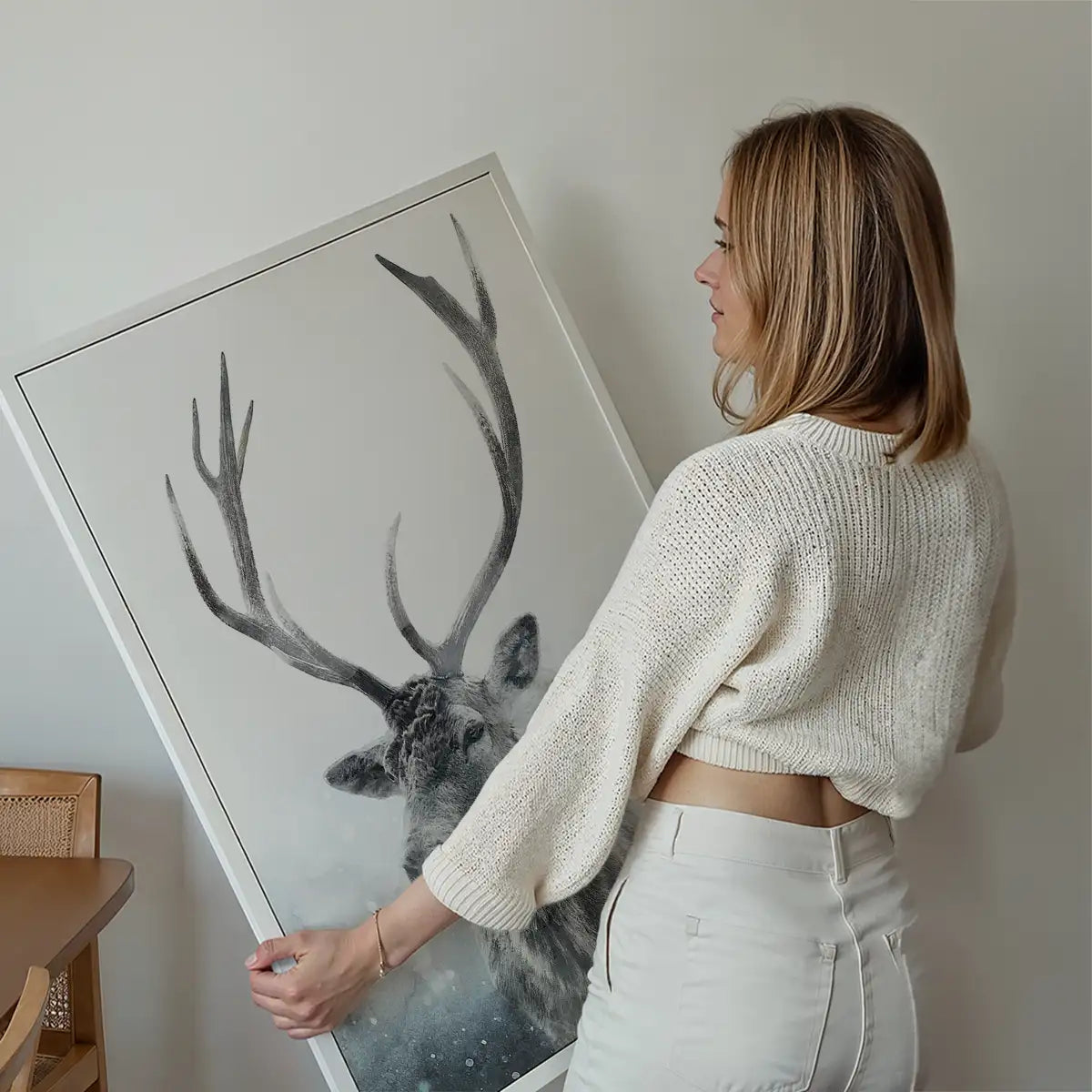 Reindeer Snow Portrait Christmas Print