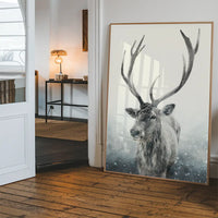 Reindeer Snow Portrait Christmas Print