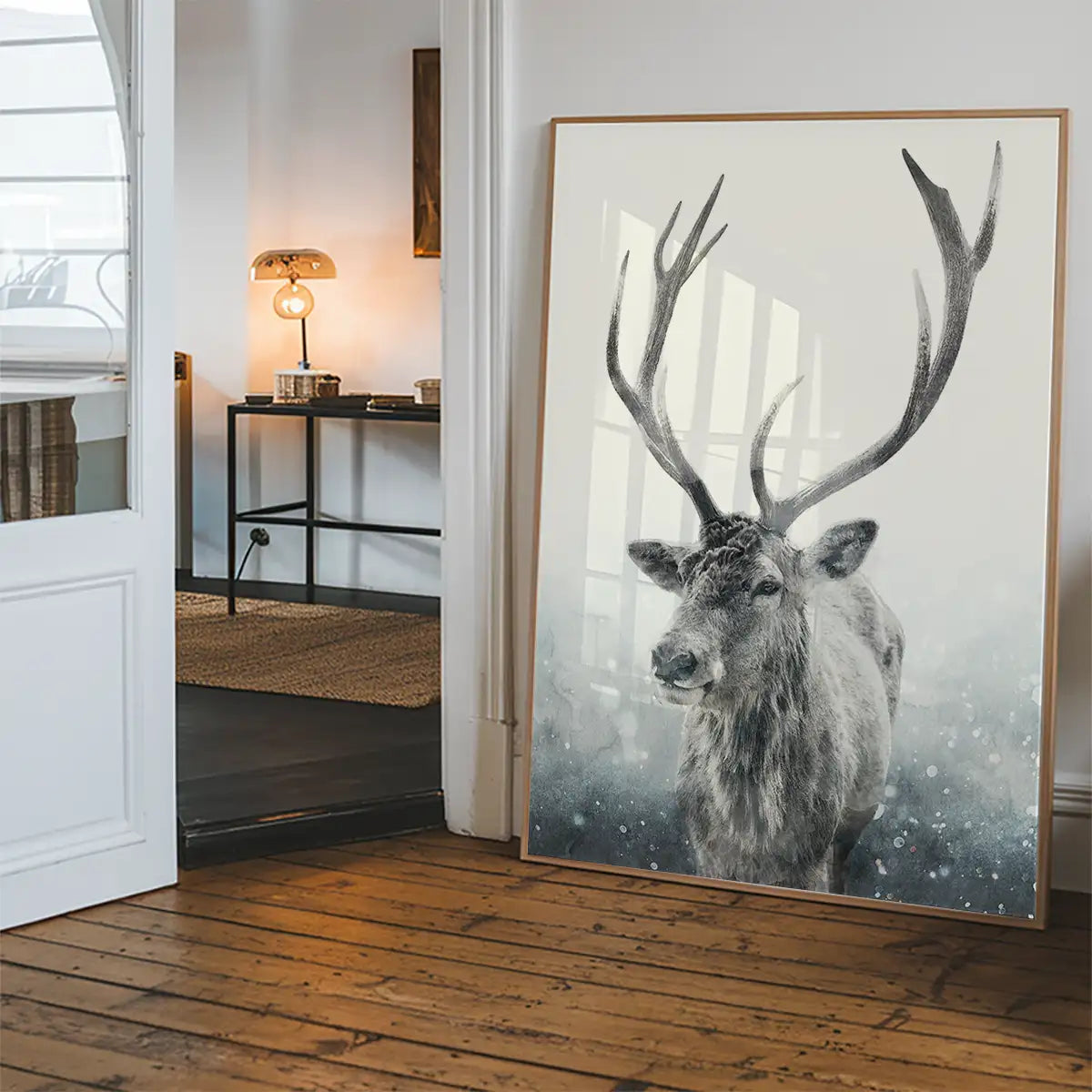 Reindeer Snow Portrait Christmas Print