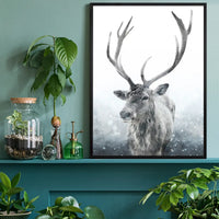 Reindeer Snow Portrait Christmas Print