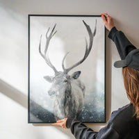 Reindeer Snow Portrait Christmas Print