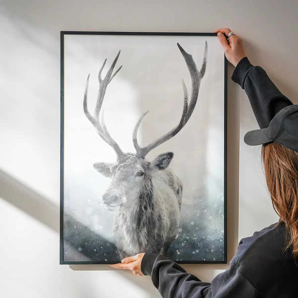 Reindeer Snow Portrait Christmas Print