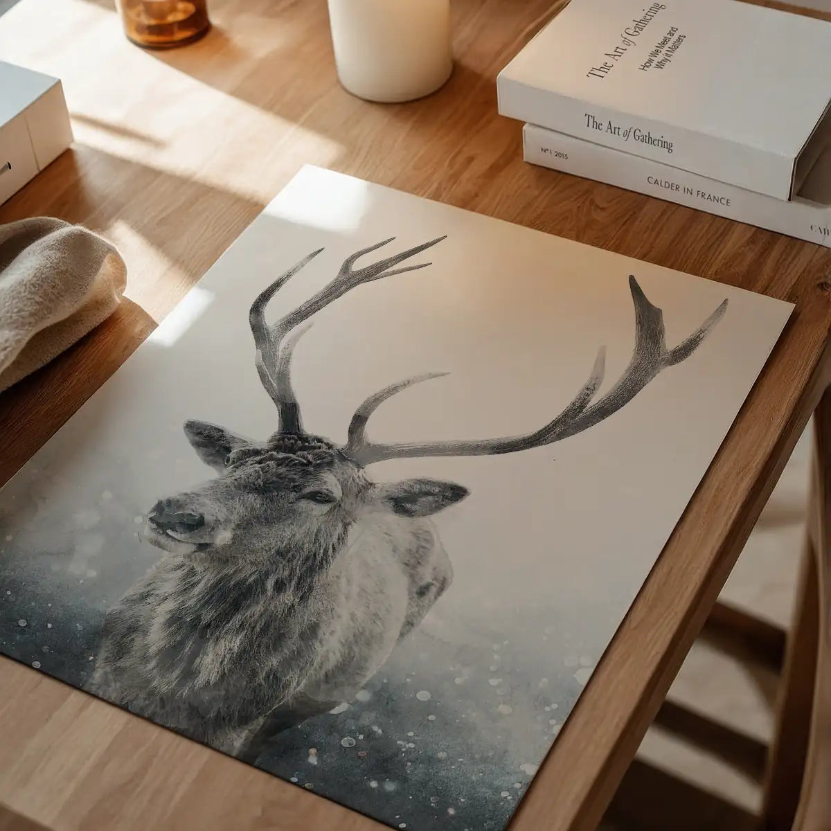 Reindeer Snow Portrait Christmas Print