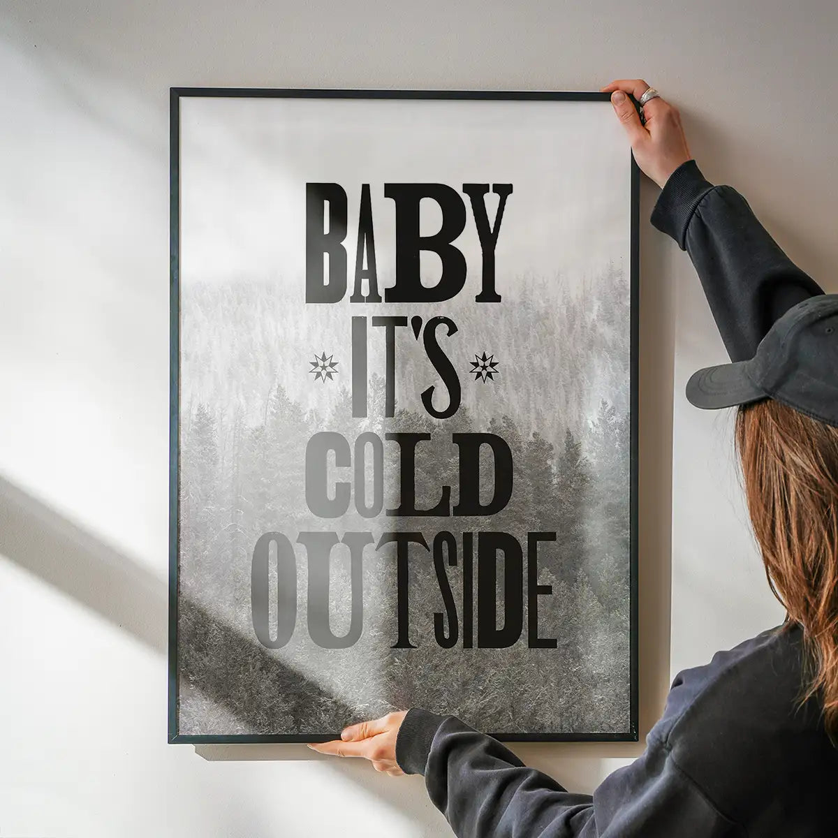 Baby It's Cold Outside Vintage Typography Christmas Print