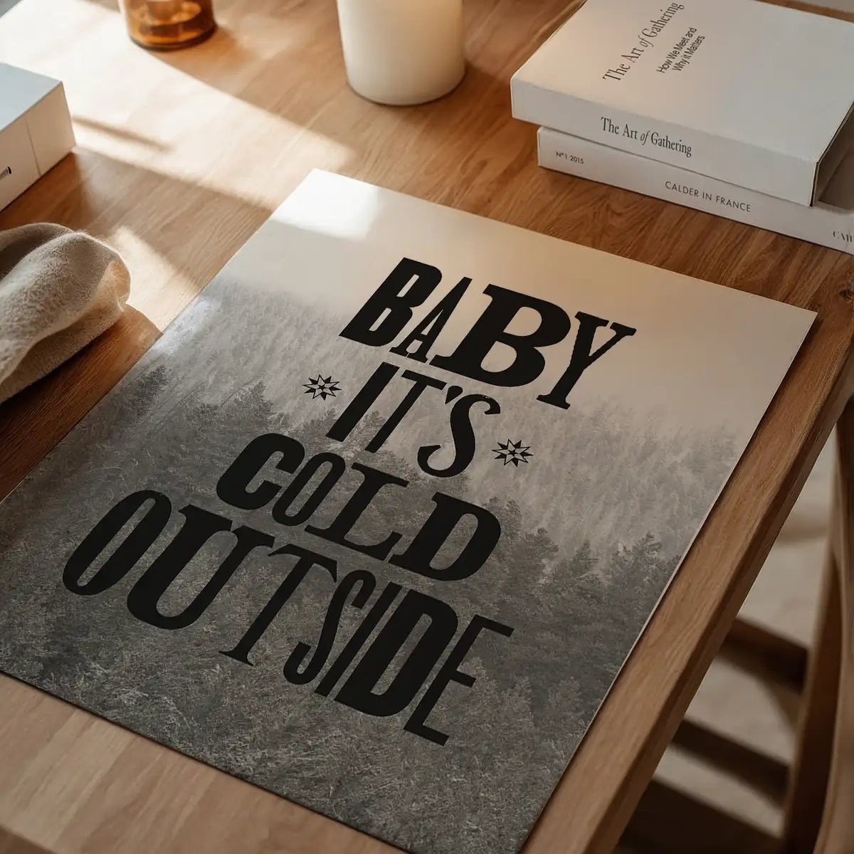 Baby It's Cold Outside Vintage Typography Christmas Print