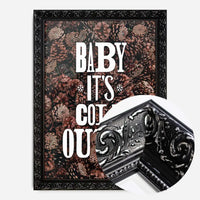 Baby It's Cold Outside Vintage Typography Pine Cones Christmas Print