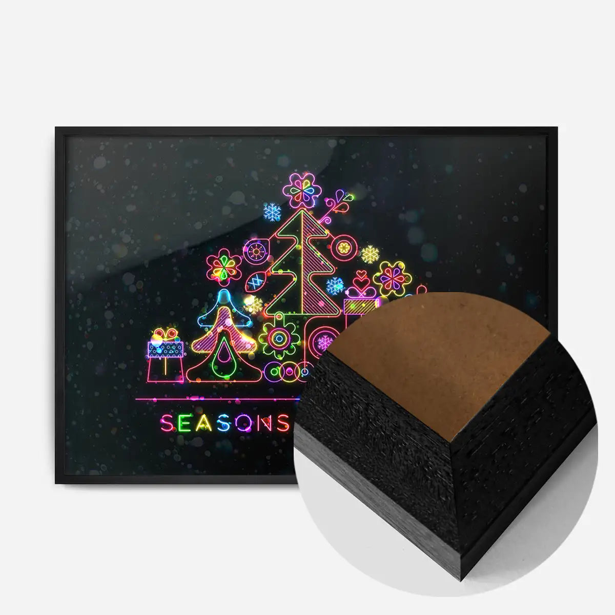 Seasons Greetings Neon Christmas Tree Print