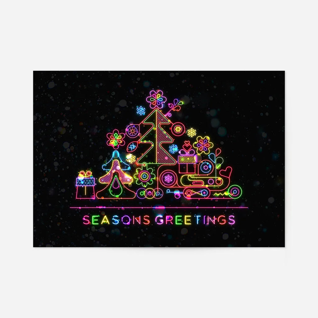 Seasons Greetings Neon Christmas Tree Print