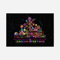 Seasons Greetings Neon Christmas Tree Print