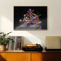 Seasons Greetings Neon Christmas Tree Print