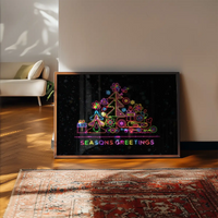 Seasons Greetings Neon Christmas Tree Print