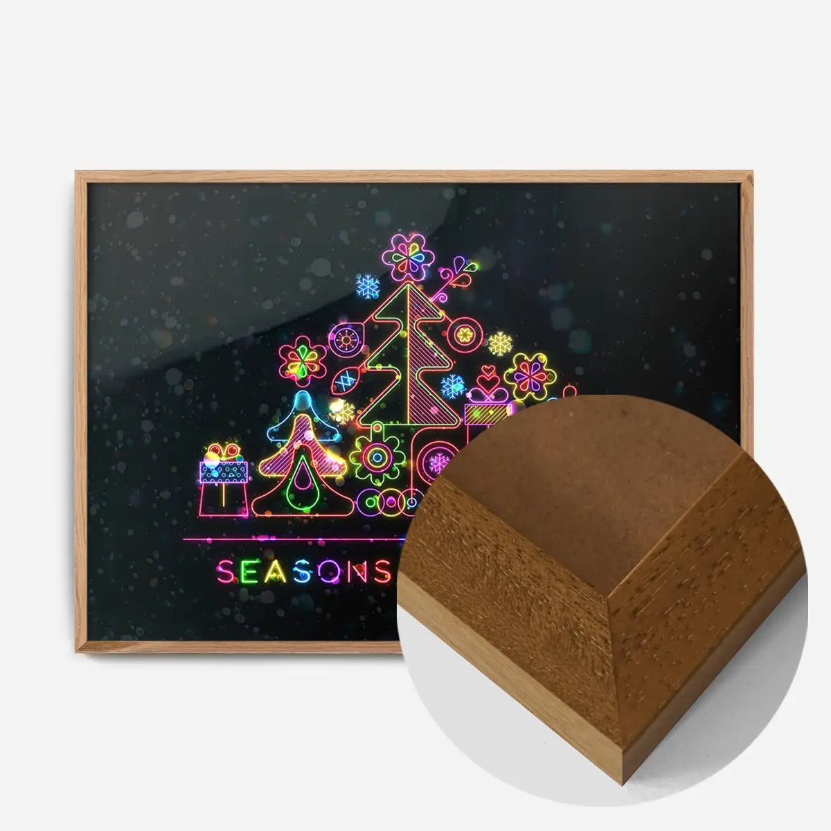 Seasons Greetings Neon Christmas Tree Print