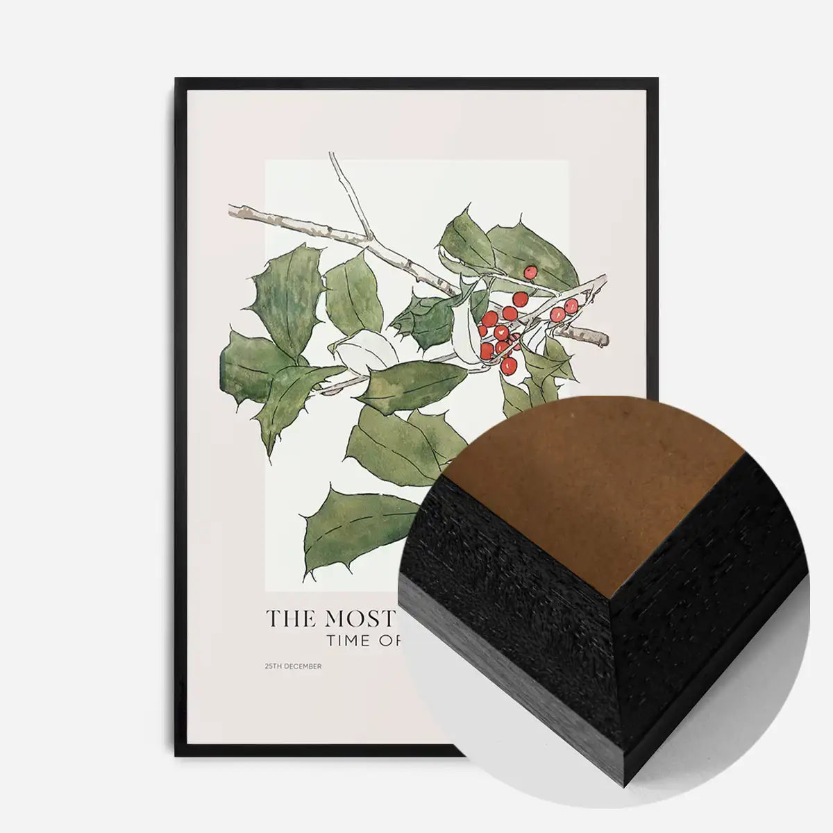 The Most Wonderful Time Of Year Holly Christmas Print