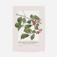 The Most Wonderful Time Of Year Holly Christmas Print