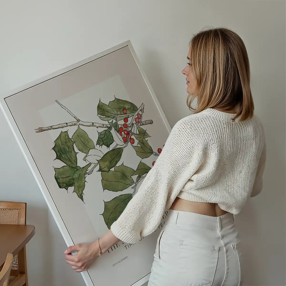 The Most Wonderful Time Of Year Holly Christmas Print