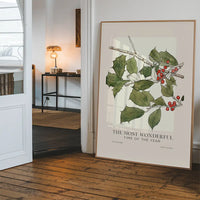 The Most Wonderful Time Of Year Holly Christmas Print