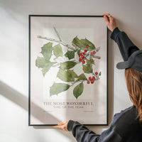 The Most Wonderful Time Of Year Holly Christmas Print