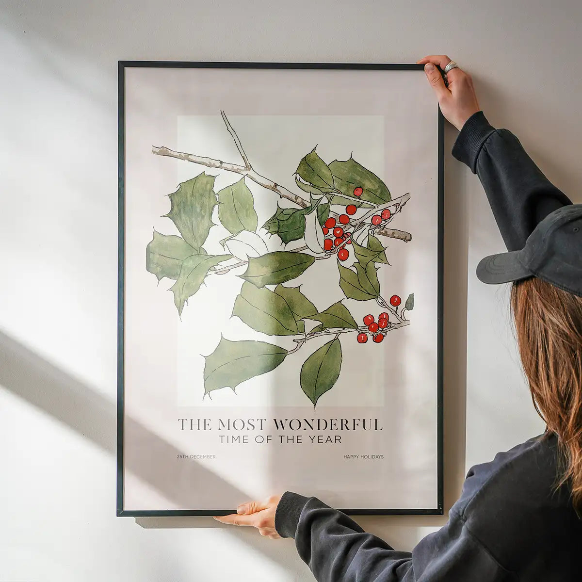 The Most Wonderful Time Of Year Holly Christmas Print