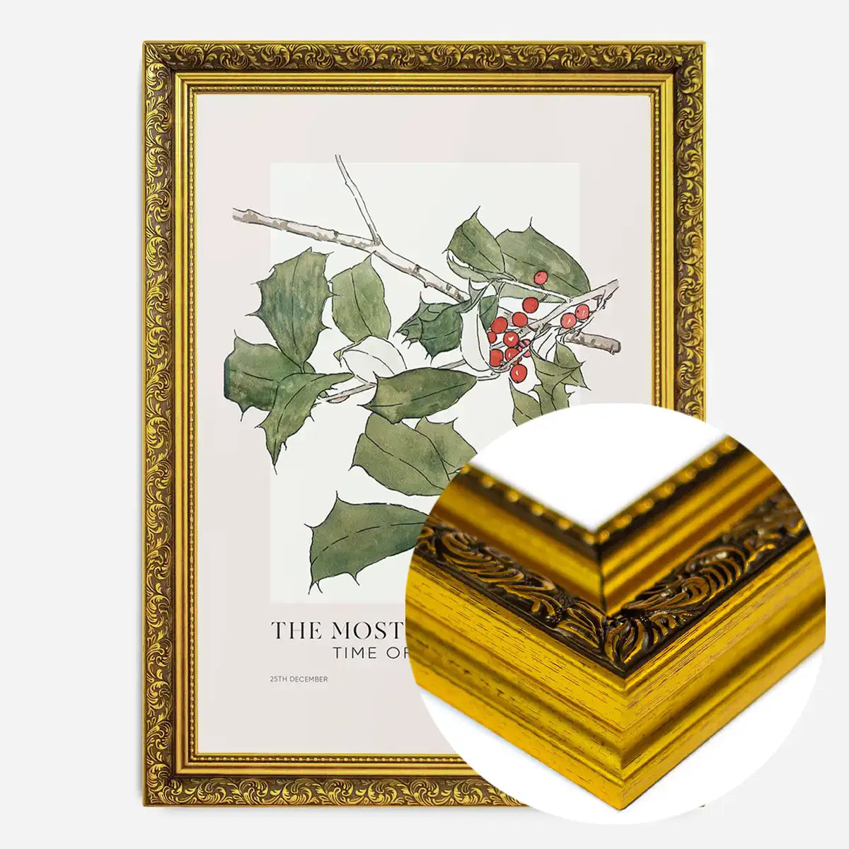 The Most Wonderful Time Of Year Holly Christmas Print