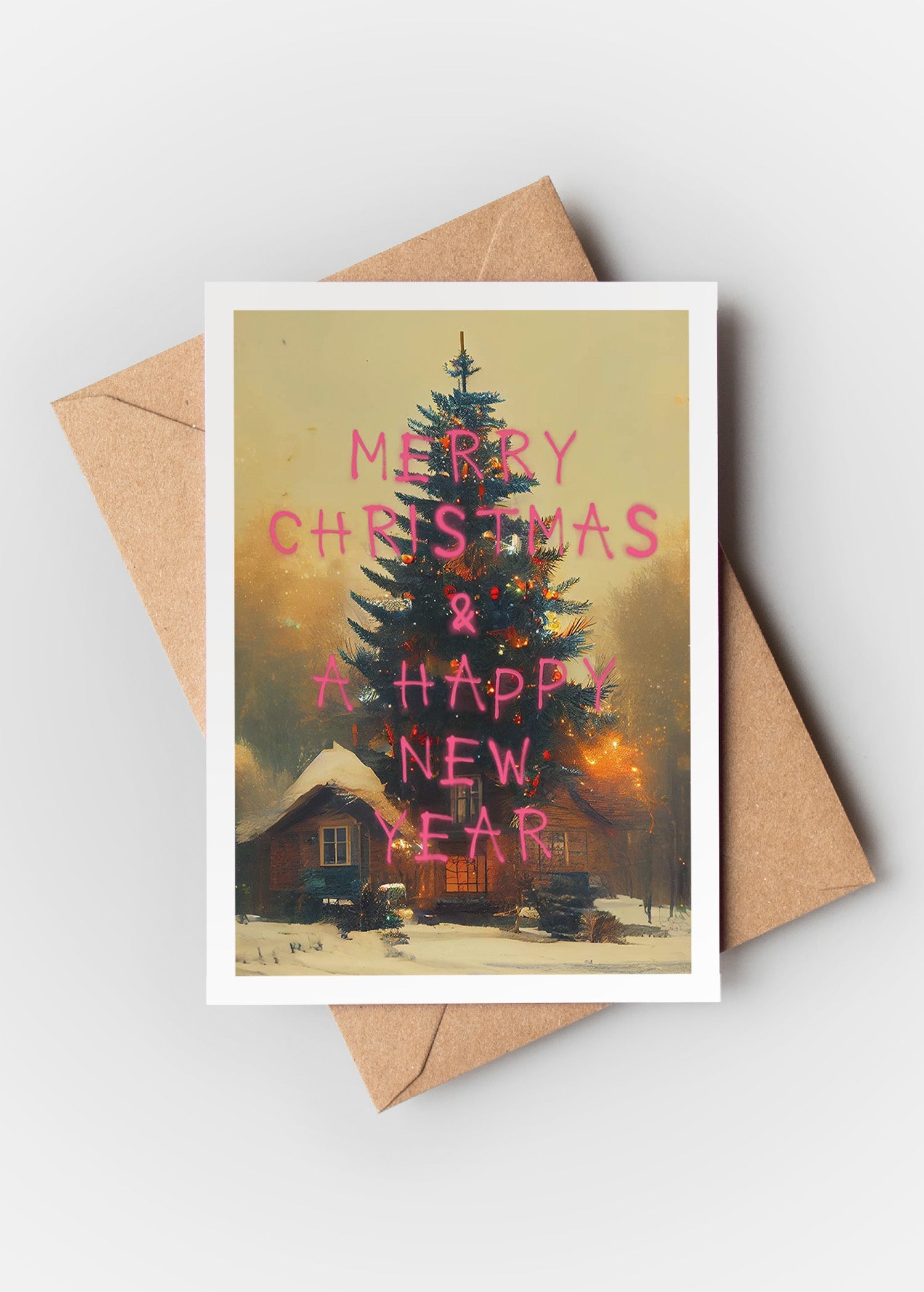 Spraypaint Christmas Tree A6 Christmas Greetings Card