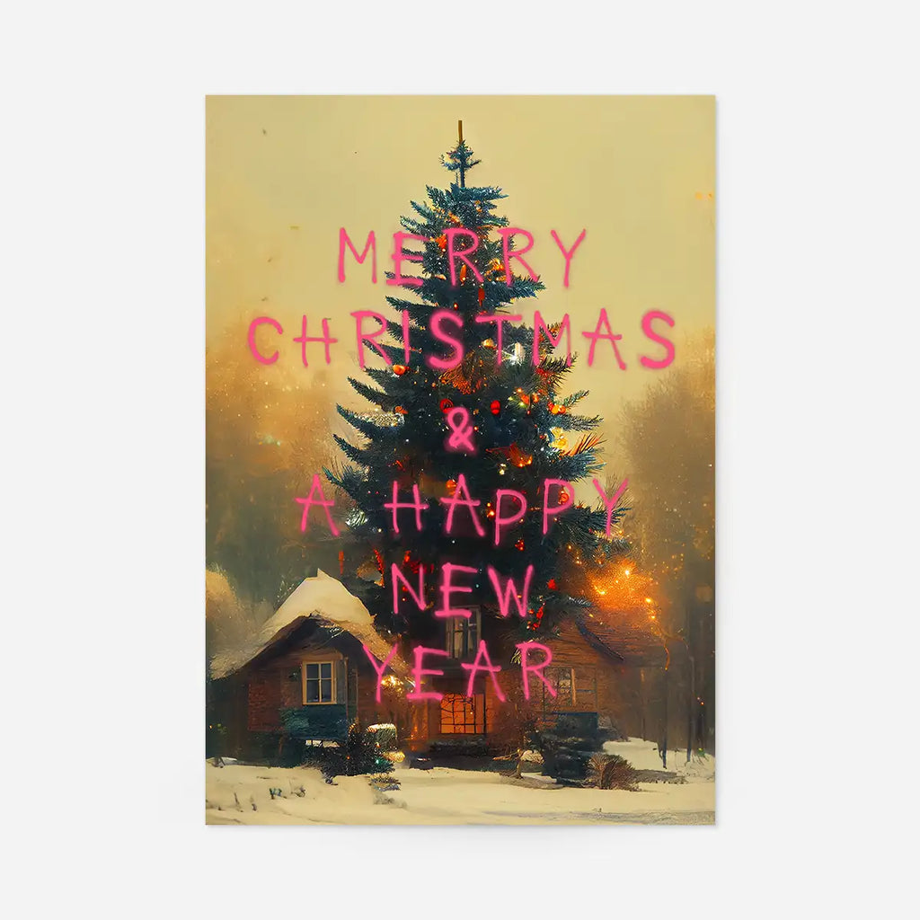 Merry Christmas Happy Year Spraypaint Print