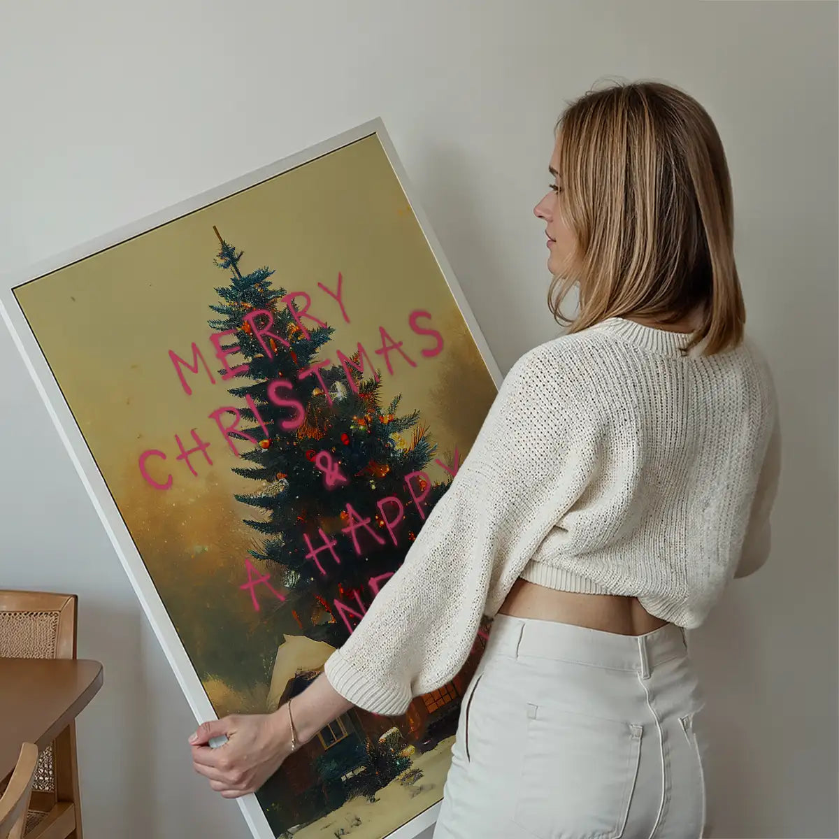 Merry Christmas Happy New Year Spraypaint Print