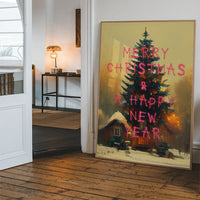 Merry Christmas Happy New Year Spraypaint Print