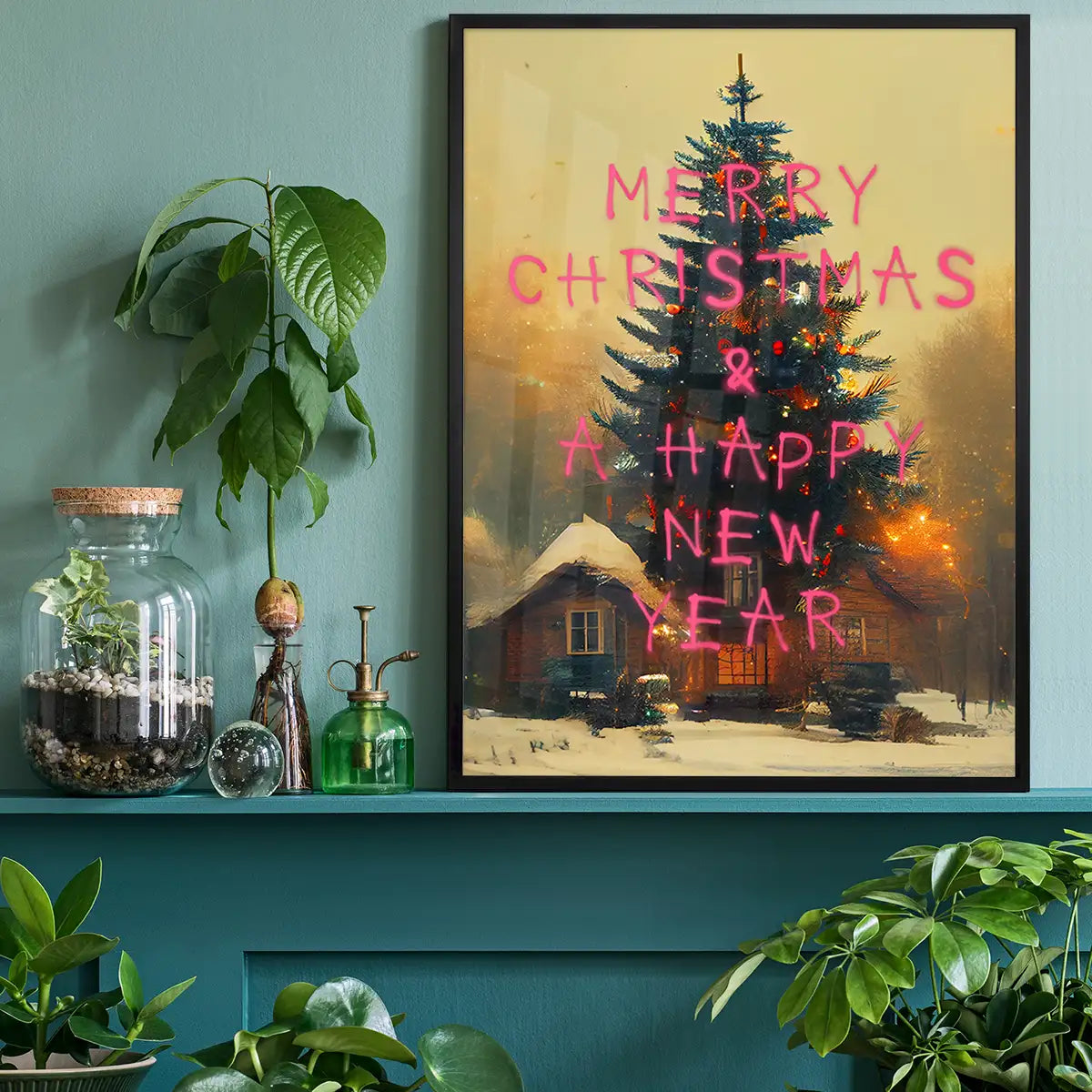Merry Christmas Happy New Year Spraypaint Print