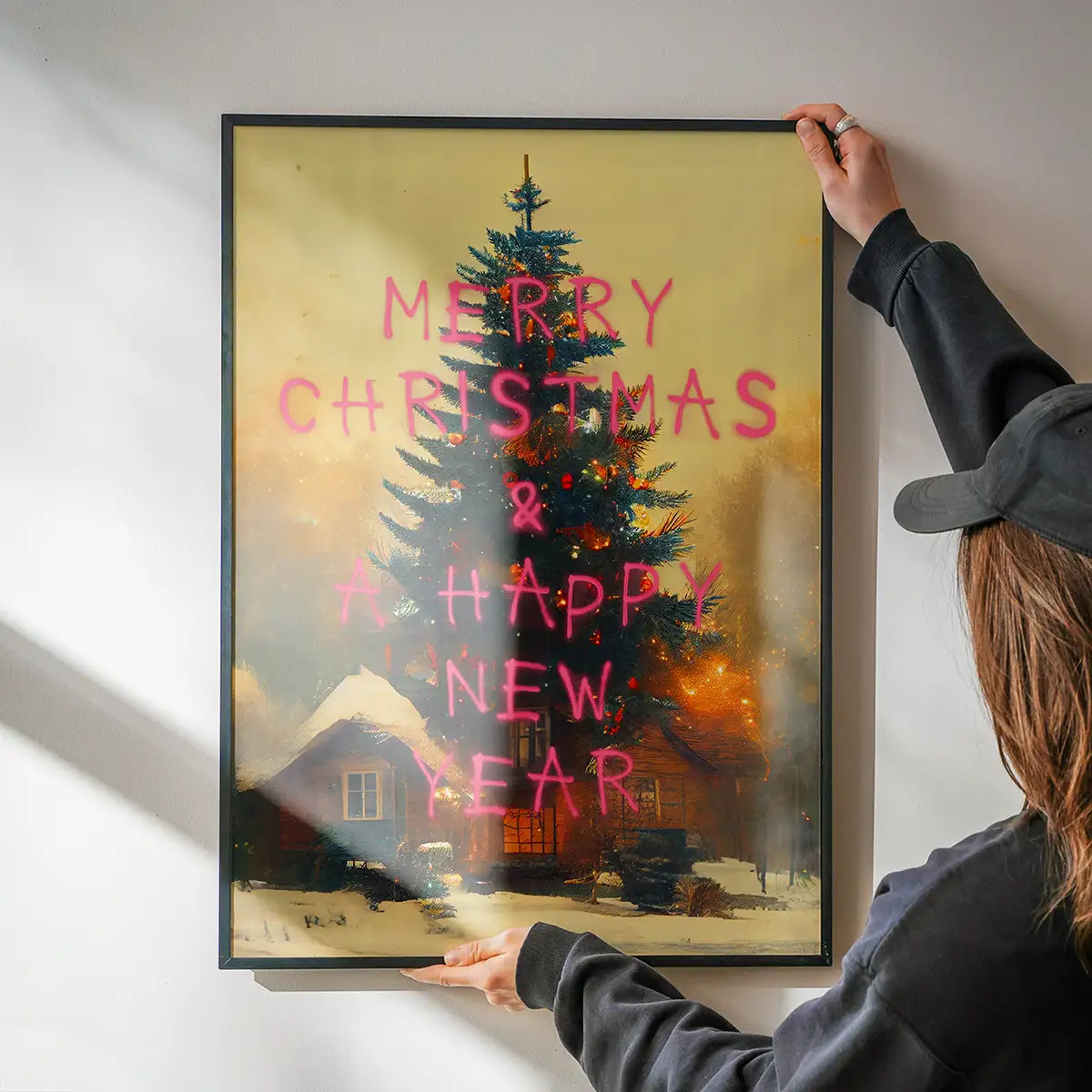 Merry Christmas Happy New Year Spraypaint Print