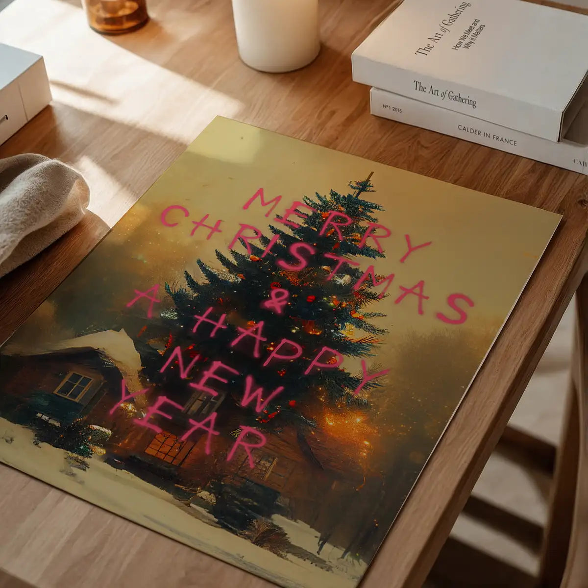Merry Christmas Happy New Year Spraypaint Print