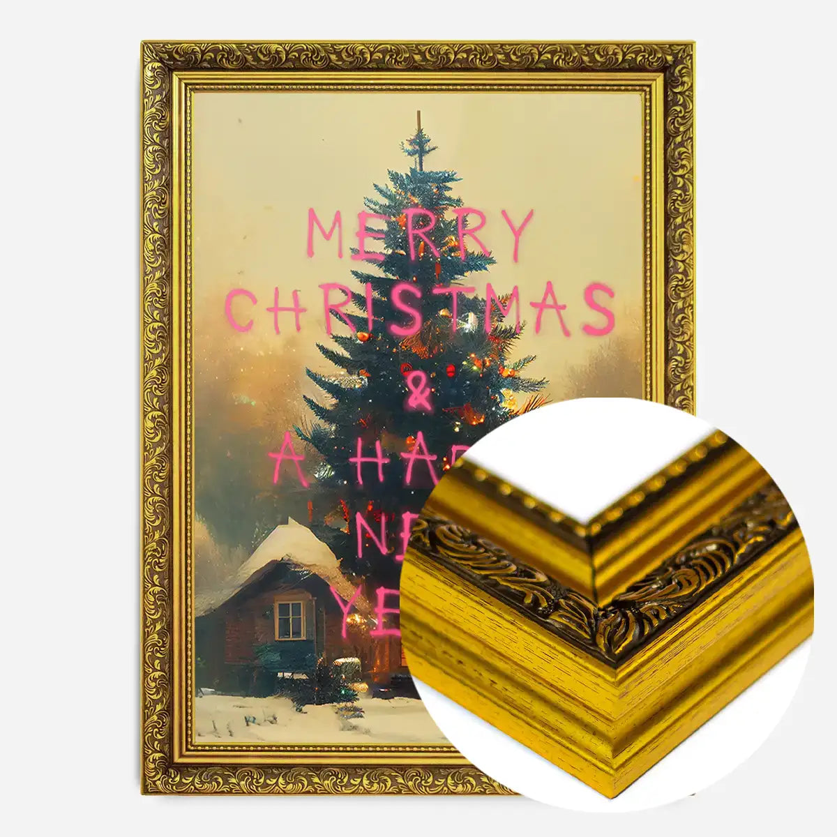 Merry Christmas Happy New Year Spraypaint Print