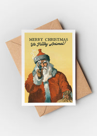 Merry Christmas Filthy Animal Santa A6 Christmas Greetings Card