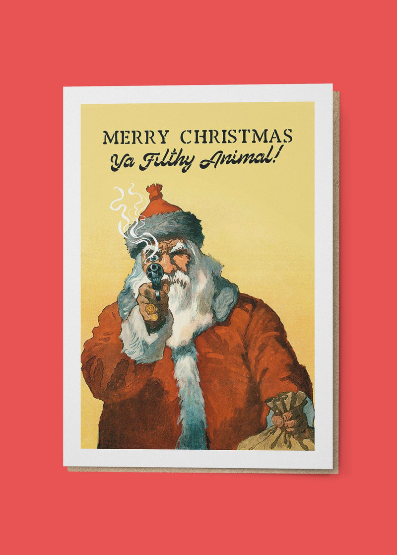 Merry Christmas Filthy Animal Santa A6 Christmas Greetings Card