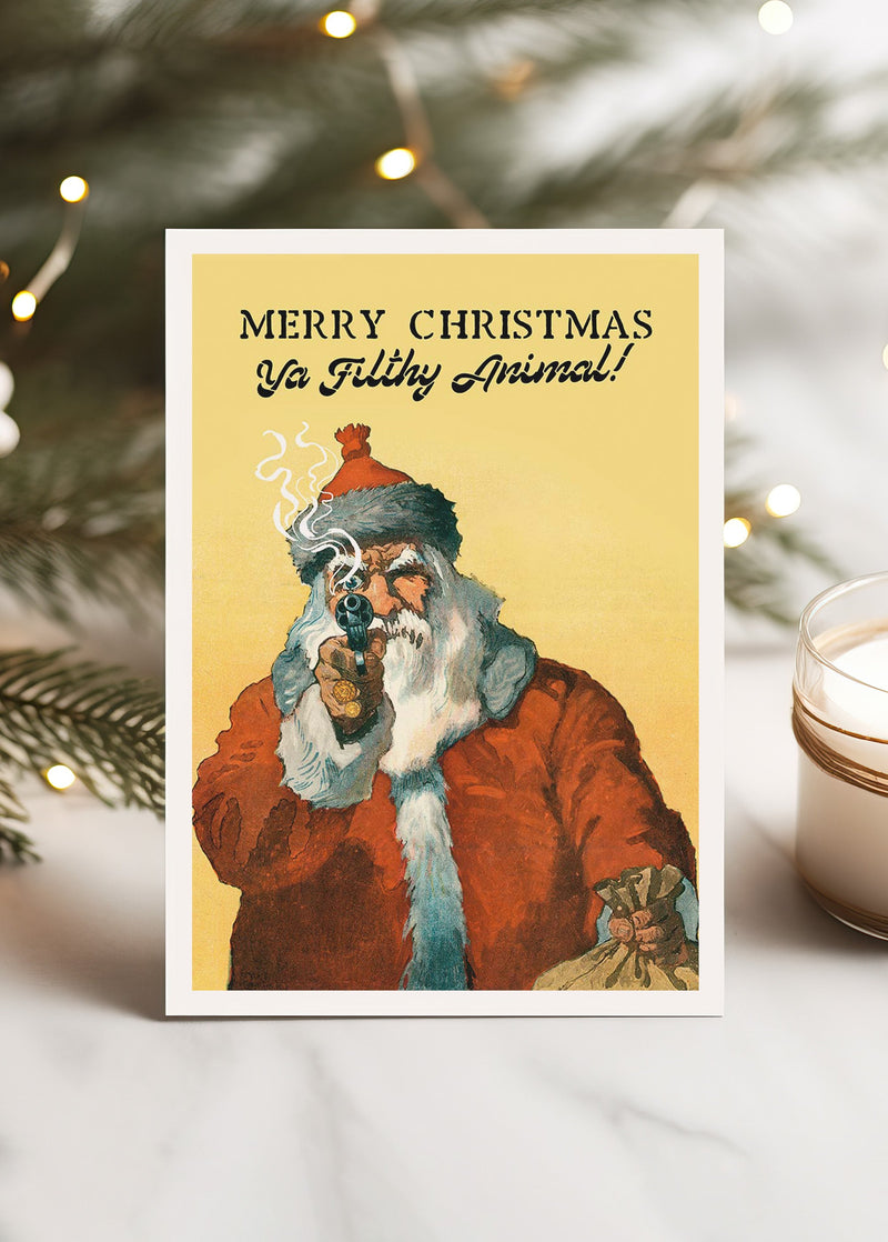 Merry Christmas Filthy Animal Santa A6 Christmas Greetings Card