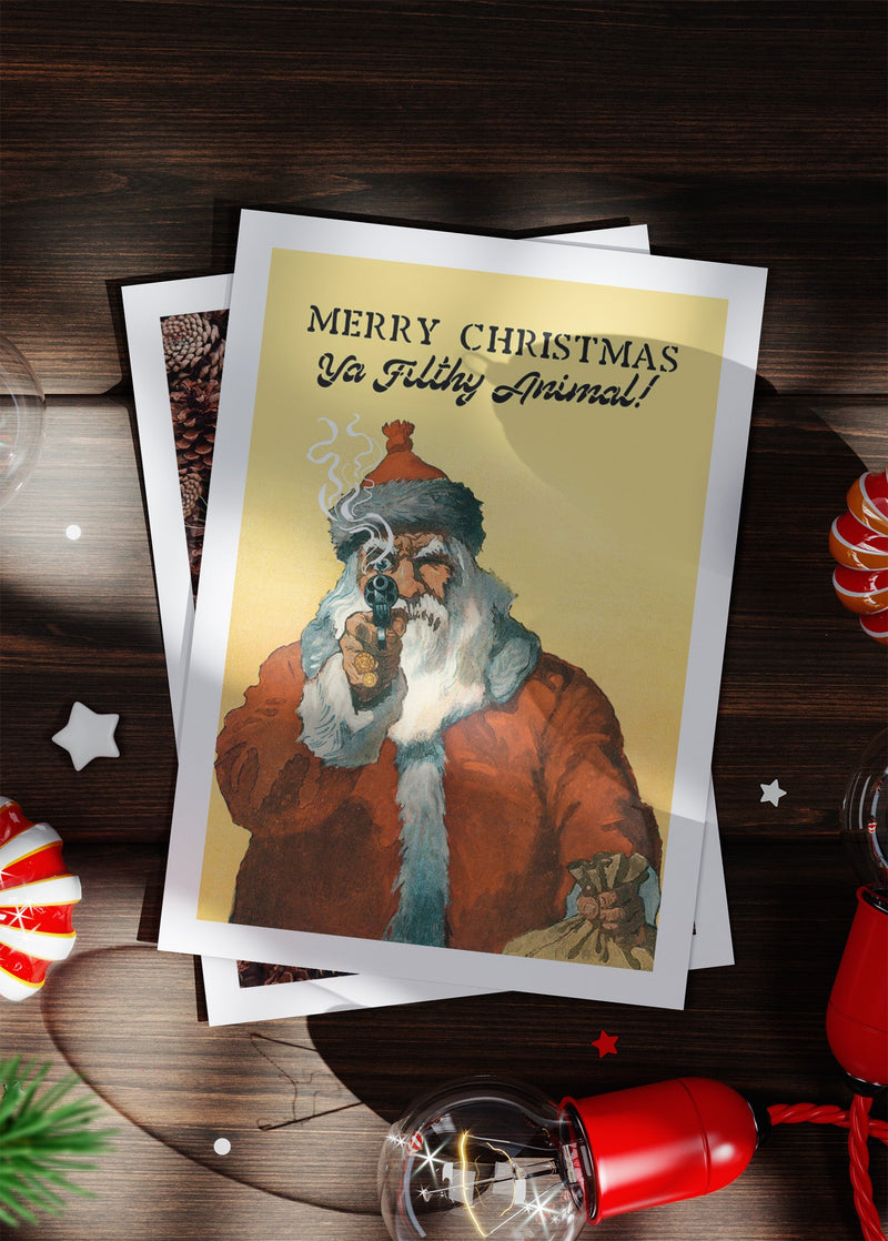 Merry Christmas Filthy Animal Santa A6 Christmas Greetings Card