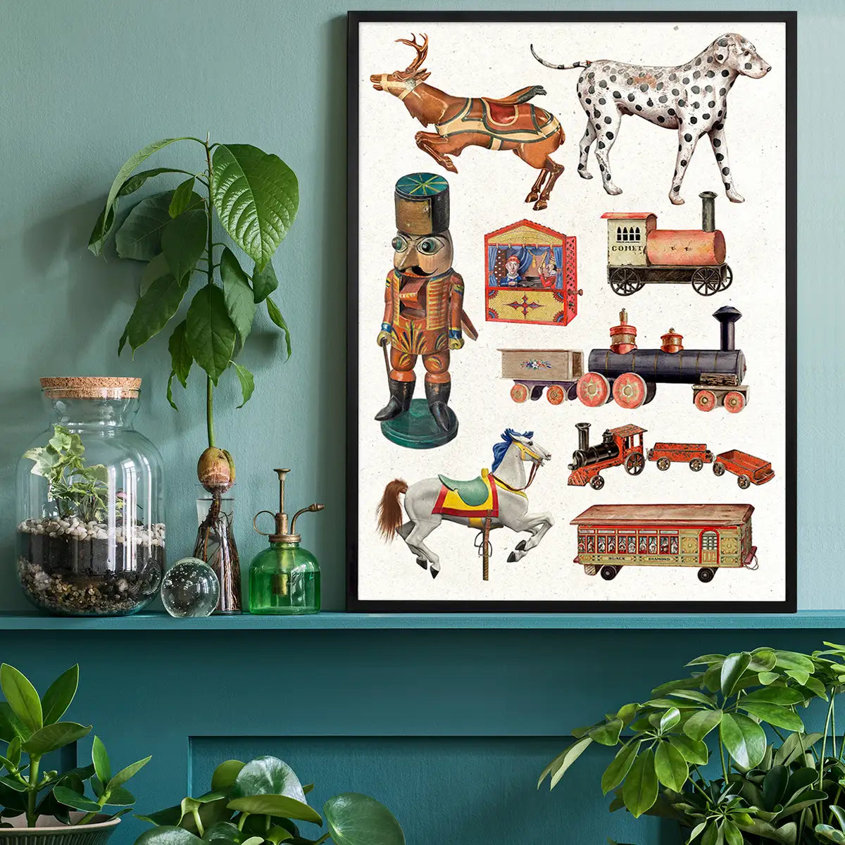 Vintage Christmas Toys Print