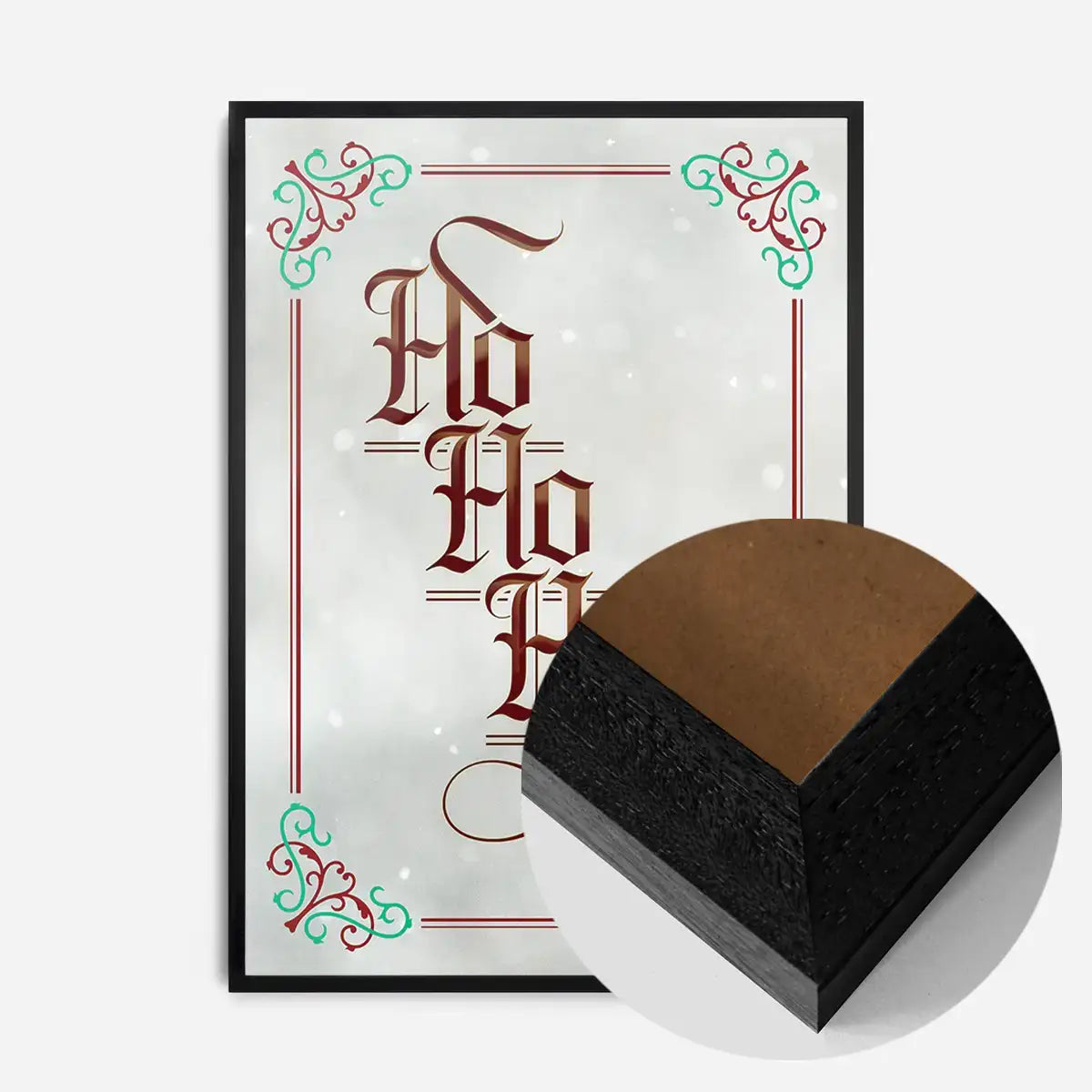 Ho Ho Ho Gothic Text Christmas Print White