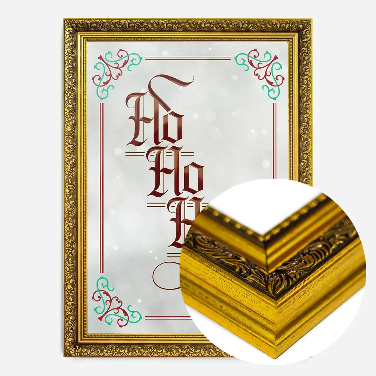 Ho Ho Ho Gothic Text Christmas Print White