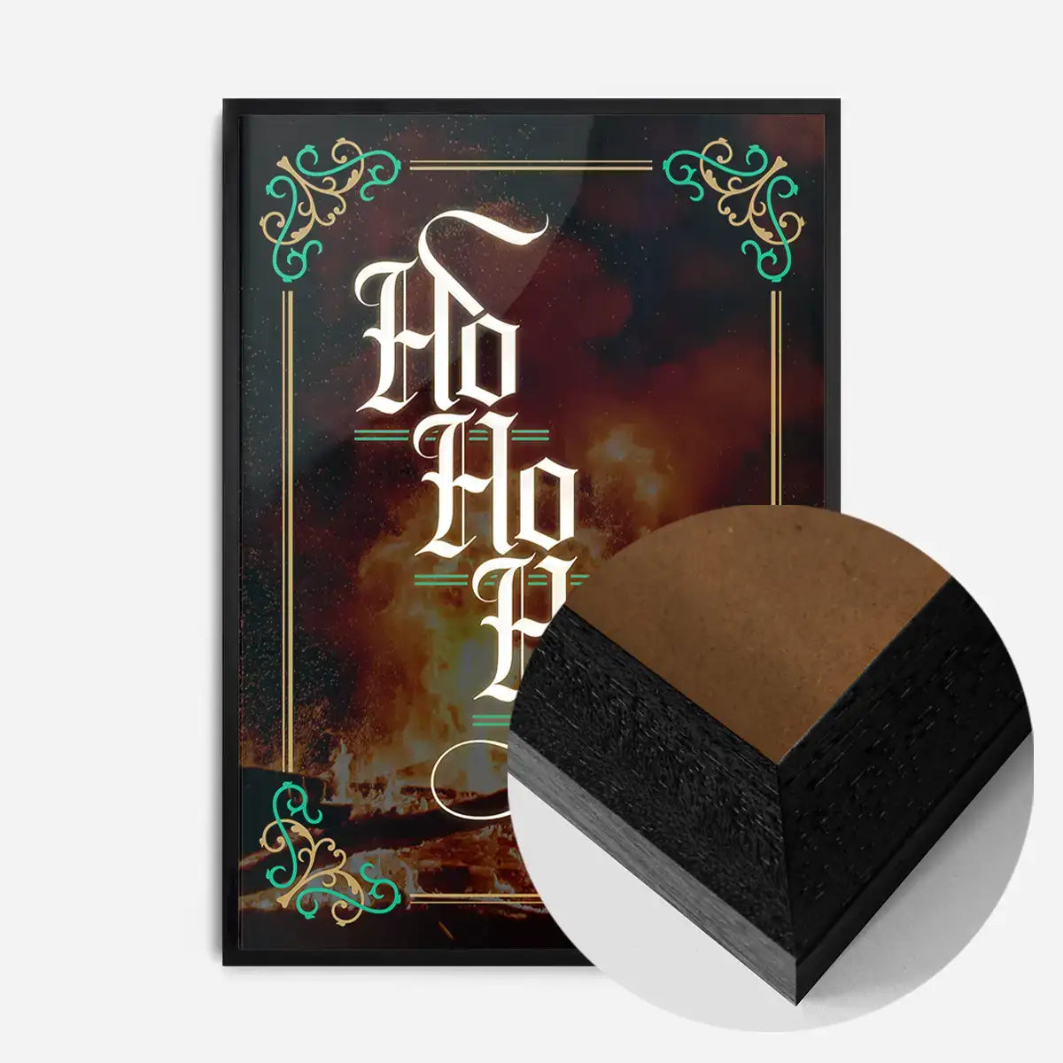 Ho Ho Ho Gothic Text Christmas Print Dark