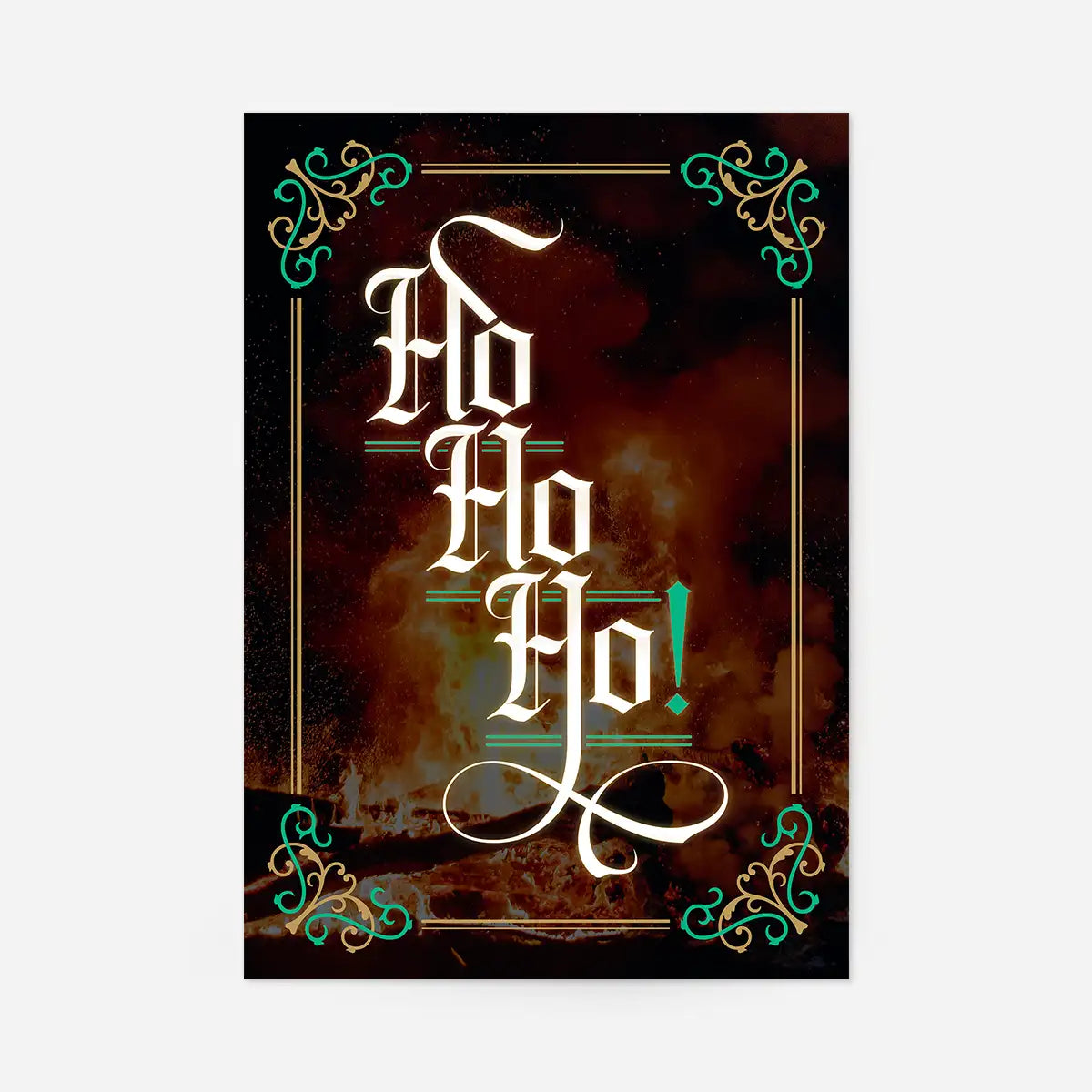 Ho Ho Ho Gothic Text Christmas Print Dark