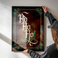 Ho Ho Ho Gothic Text Christmas Print Dark