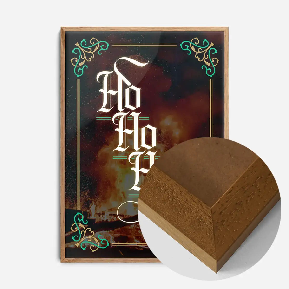 Ho Ho Ho Gothic Text Christmas Print Dark