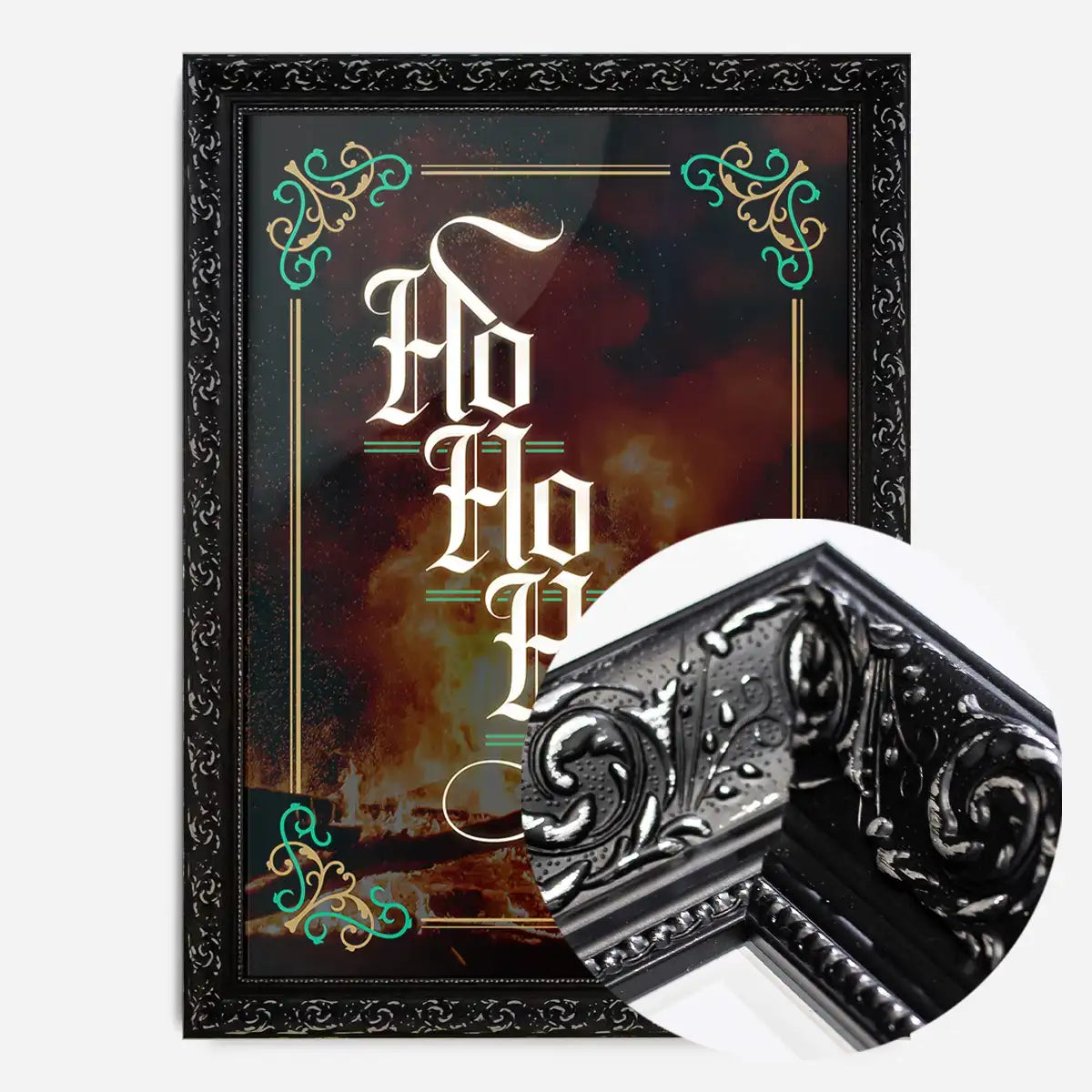 Ho Ho Ho Gothic Text Christmas Print Dark