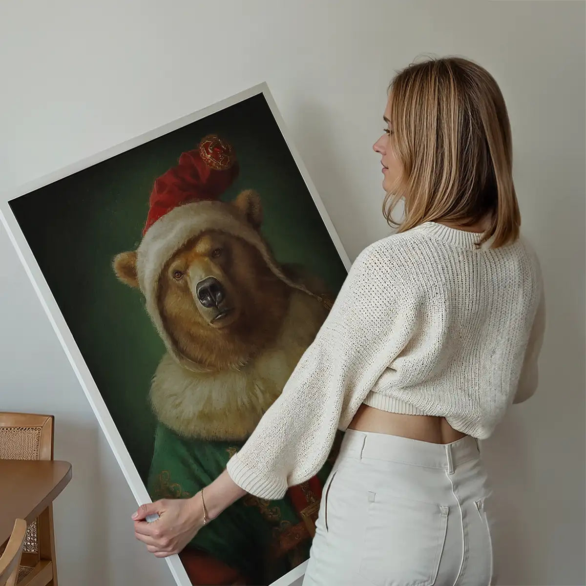Christmas Bear Animal Portrait Print