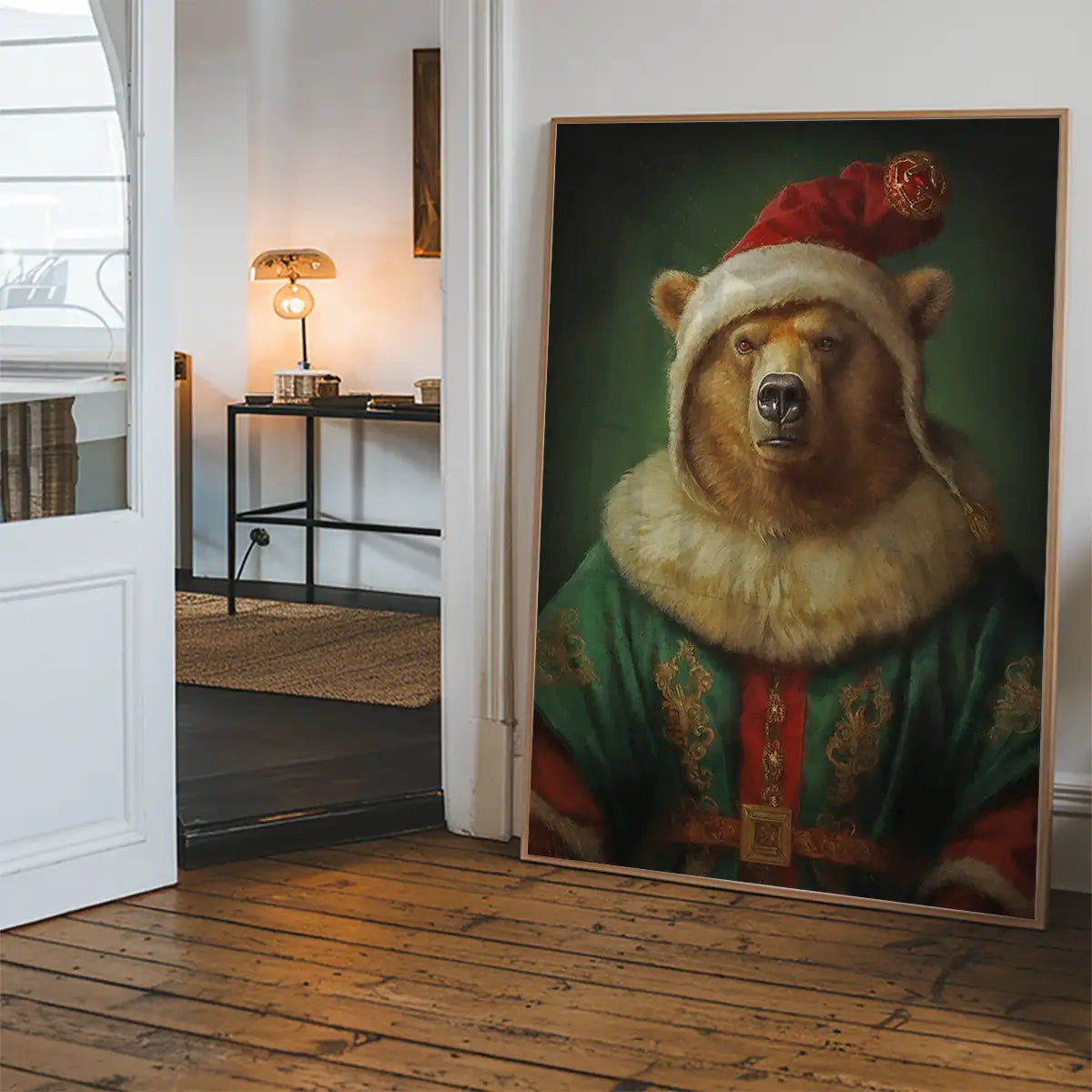 Christmas Bear Animal Portrait Print