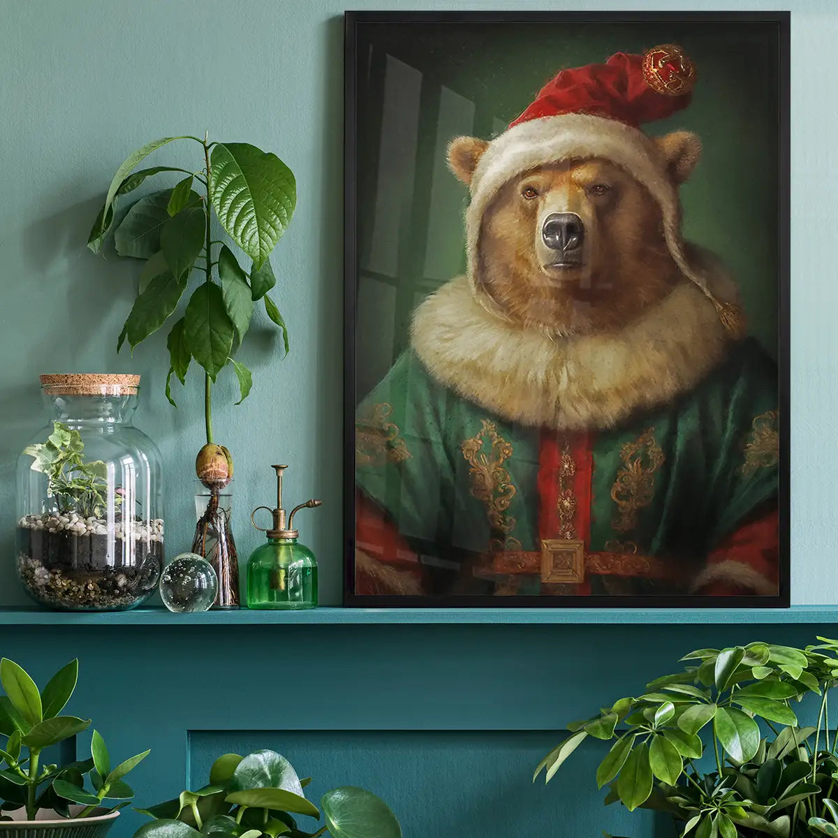 Christmas Bear Animal Portrait Print