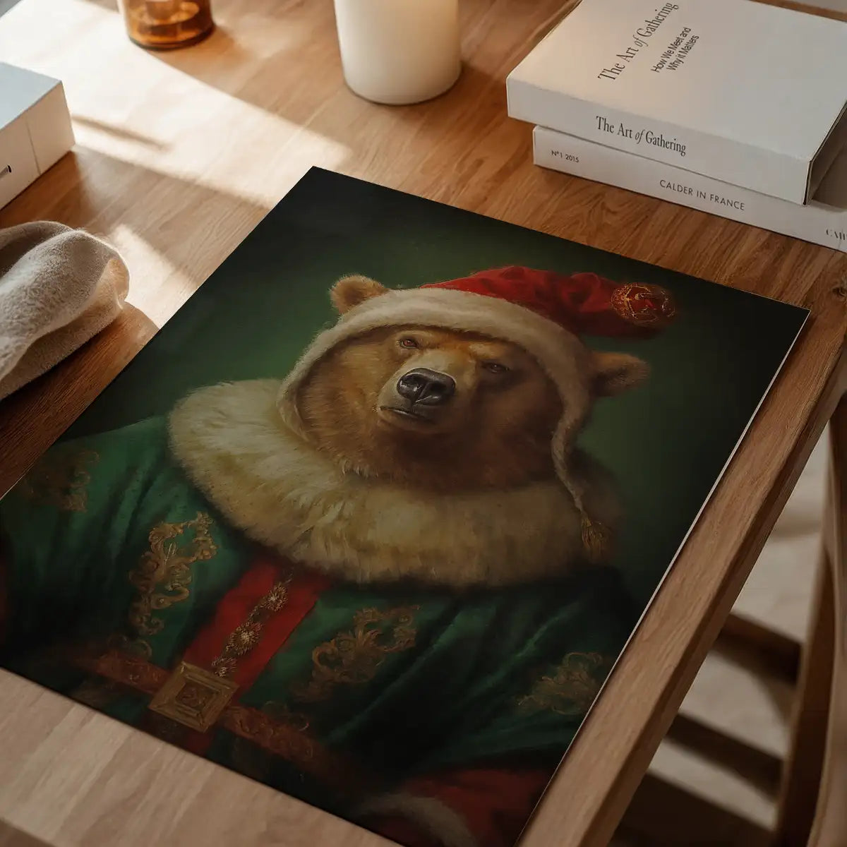Christmas Bear Animal Portrait Print