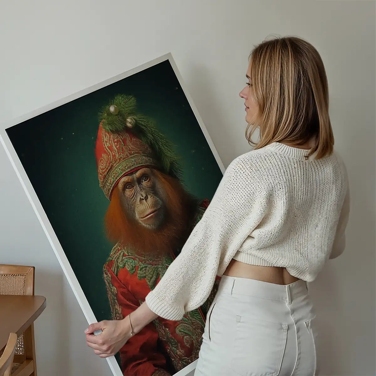 Christmas Orangutan Animal Portrait Print