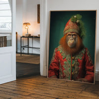 Christmas Orangutan Animal Portrait Print
